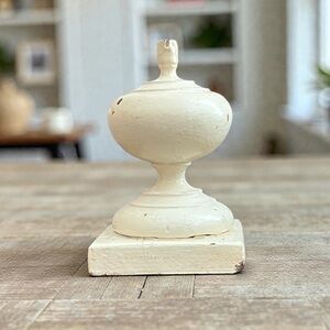 Antique White Salvaged Architectural Wooden Finial